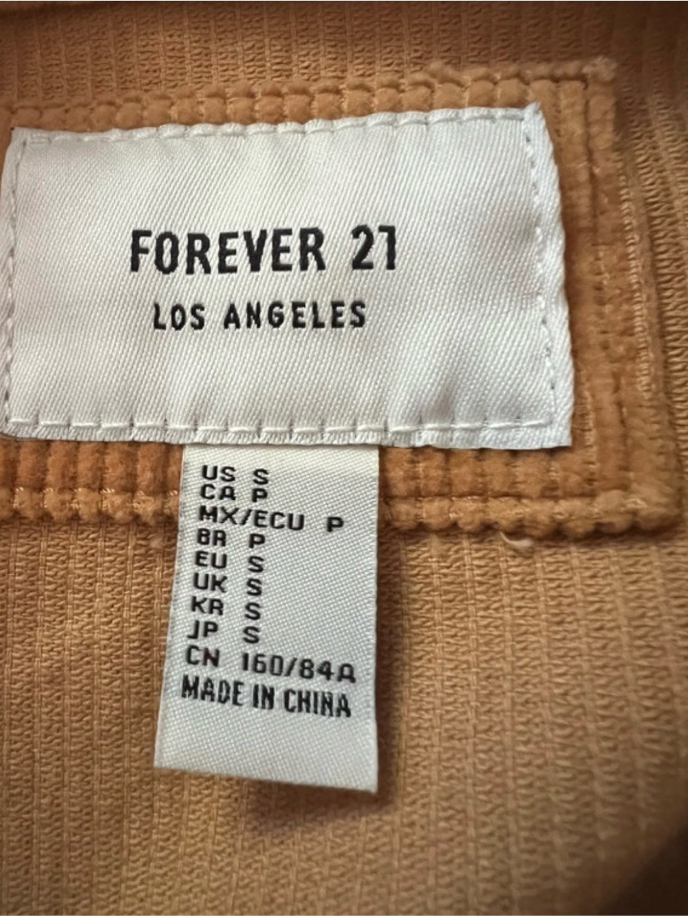 Forever 21 Corduroy Biker Moto Jacket Tan/Burnt Orange S Small - Picture 3 of 3